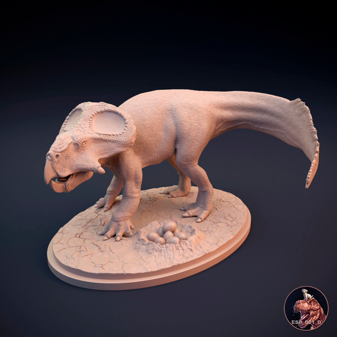 Protoceratops protegiendo puesta