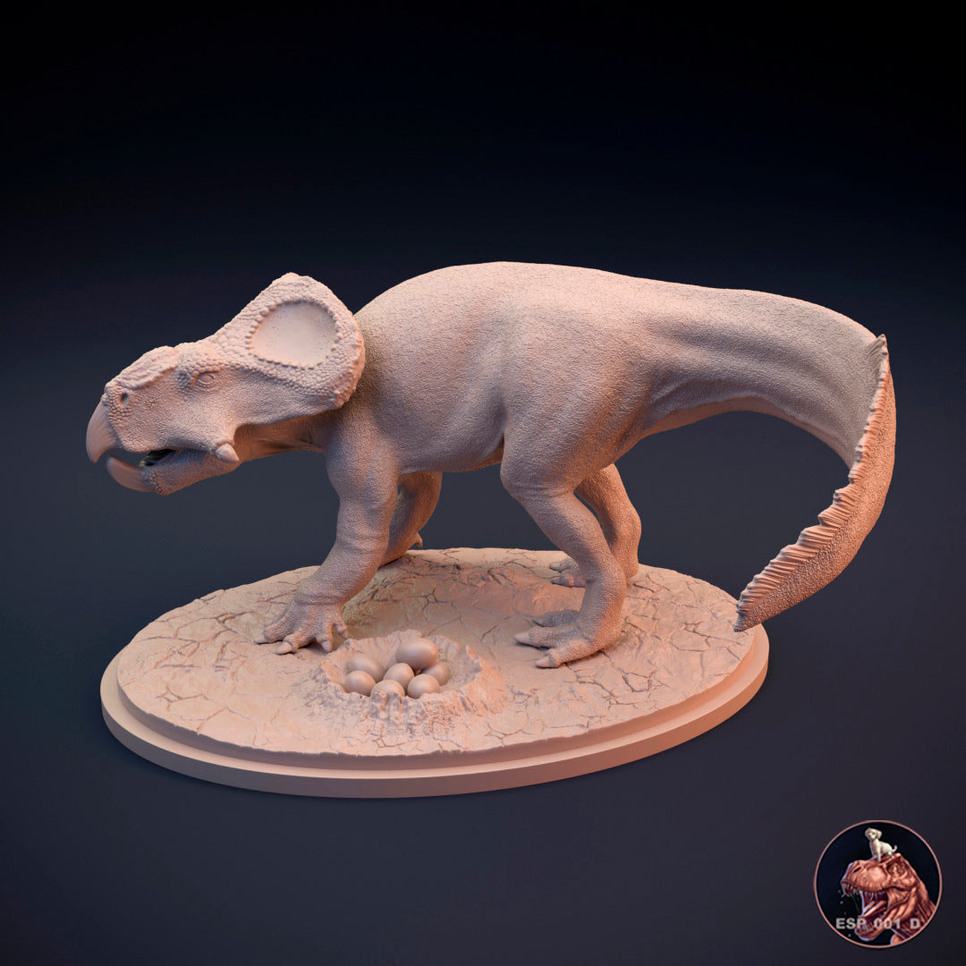 Protoceratops protegiendo puesta