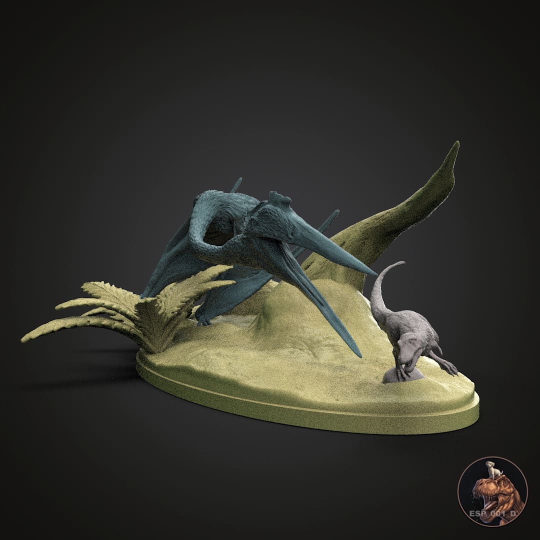 Quetzalcoatlus / T-Rex-Jungtier.