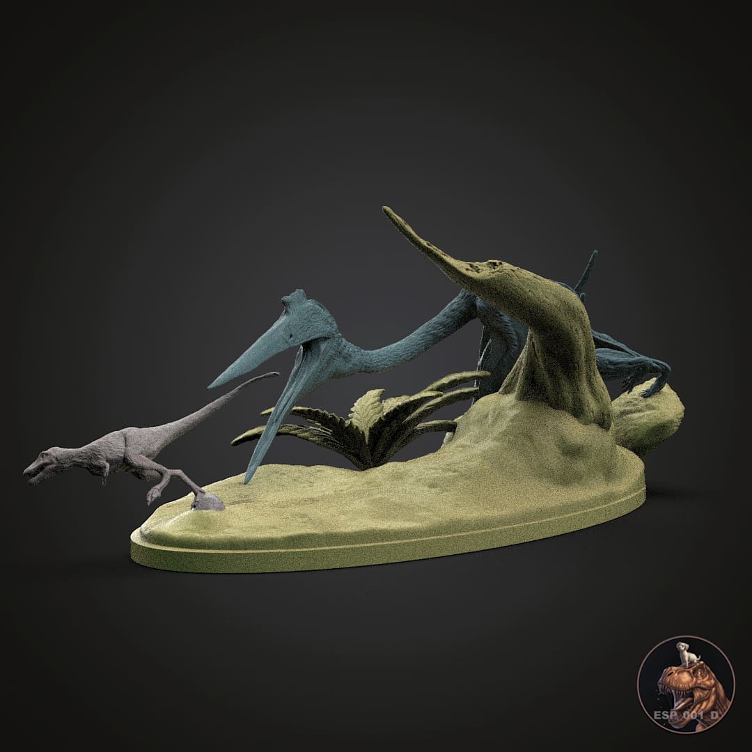 Quetzalcoatlus / T-Rex-Jungtier.