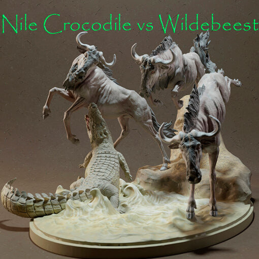 Nile Crocodile vs Wildebeest – Dinosauria Creatures