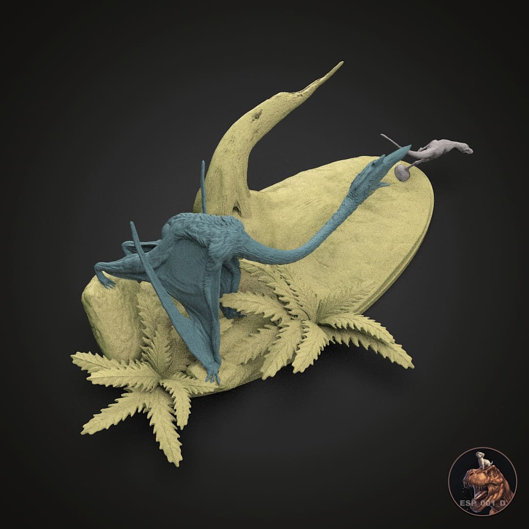 Quetzalcoatlus / T-Rex-Jungtier.