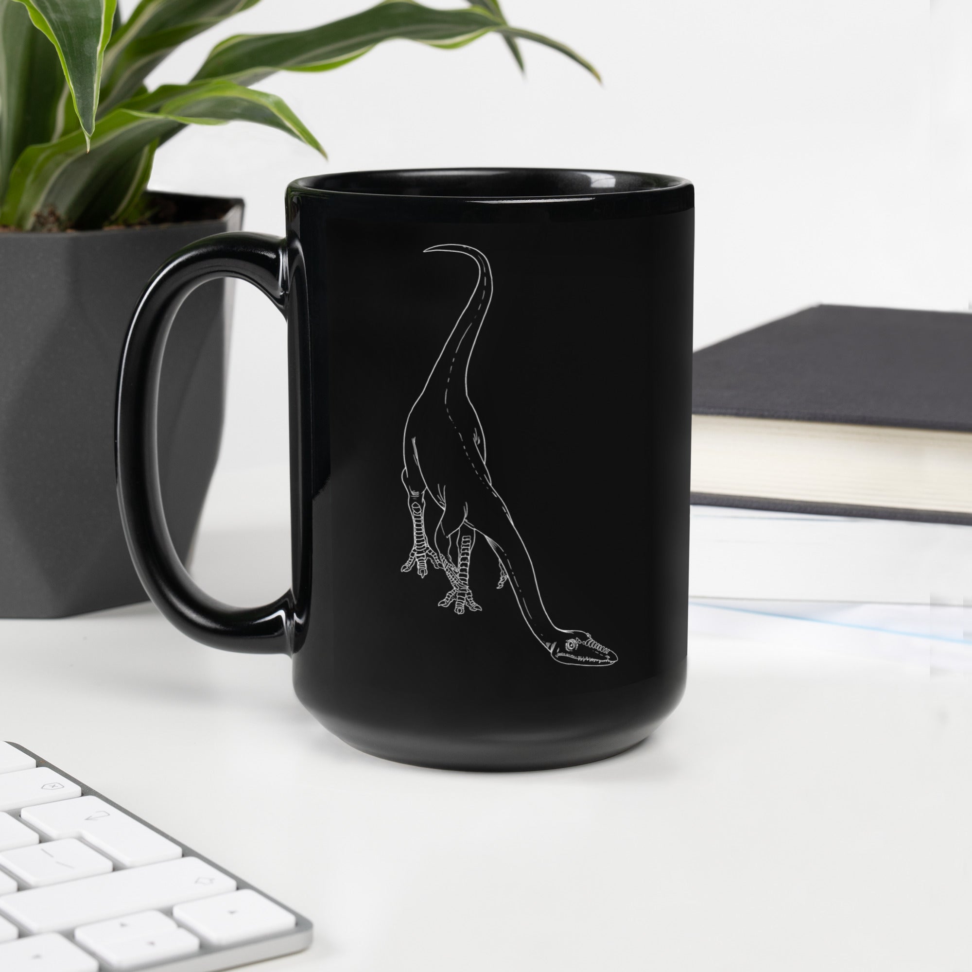 Coelophysis glossy black mug