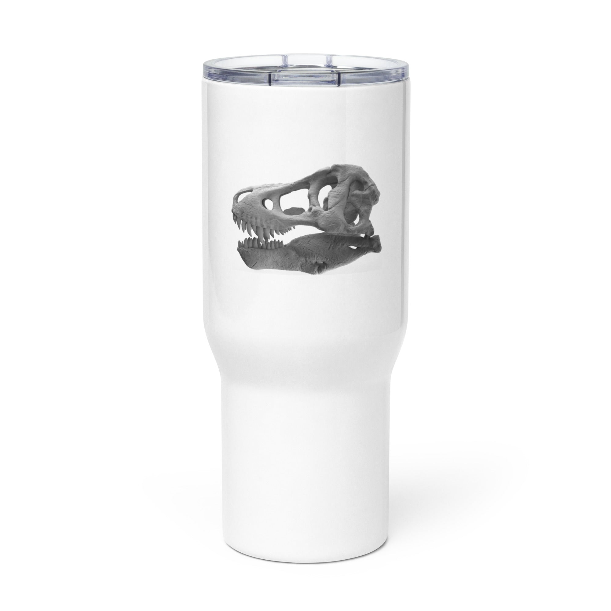 Tyrannosaurus rex skull travel mug with handle