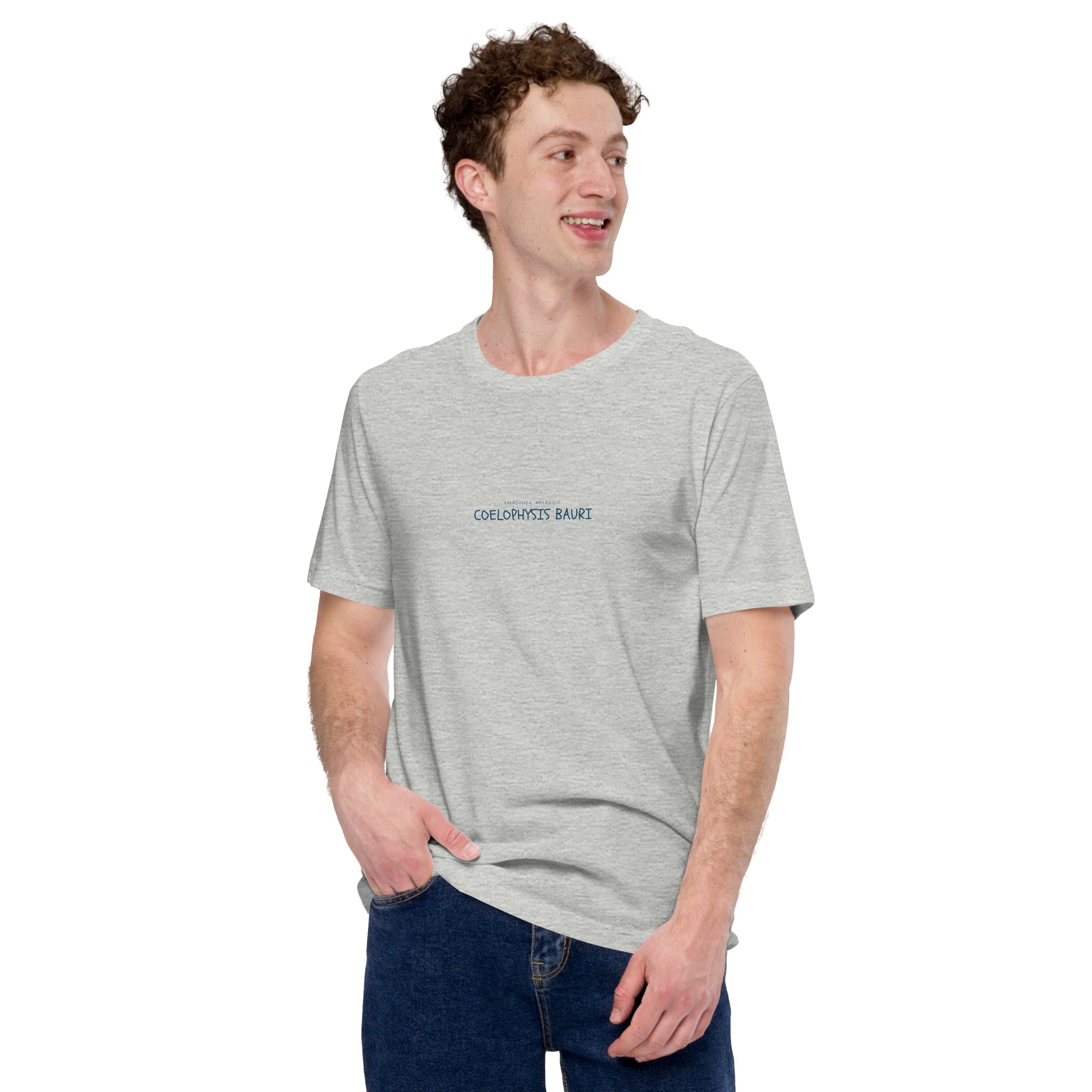 Unisex t-shirt with "Coelophysis bauri" text