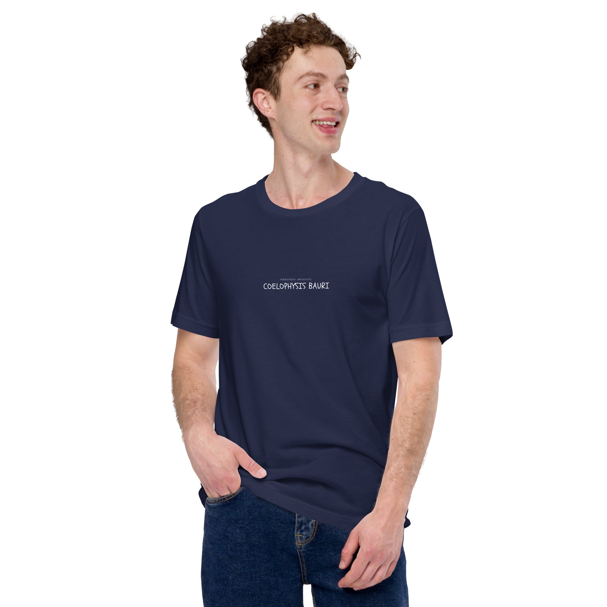 Camiseta unisex con texto "Coelophysis bauri"