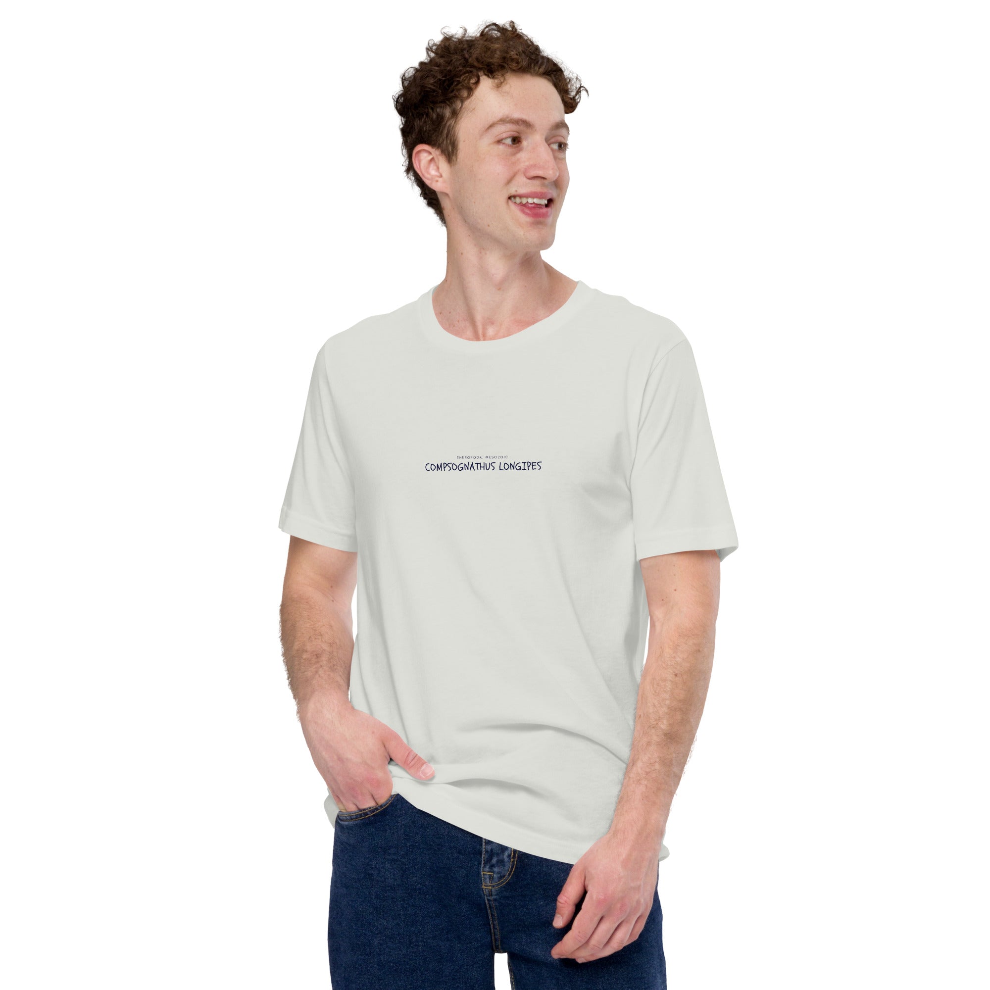 Unisex t-shirt with "Compsognathus longipes" text