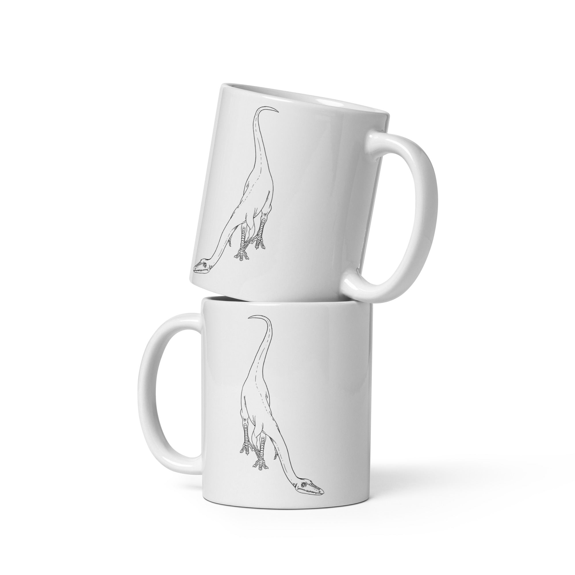 Coelophysis glossy white mug