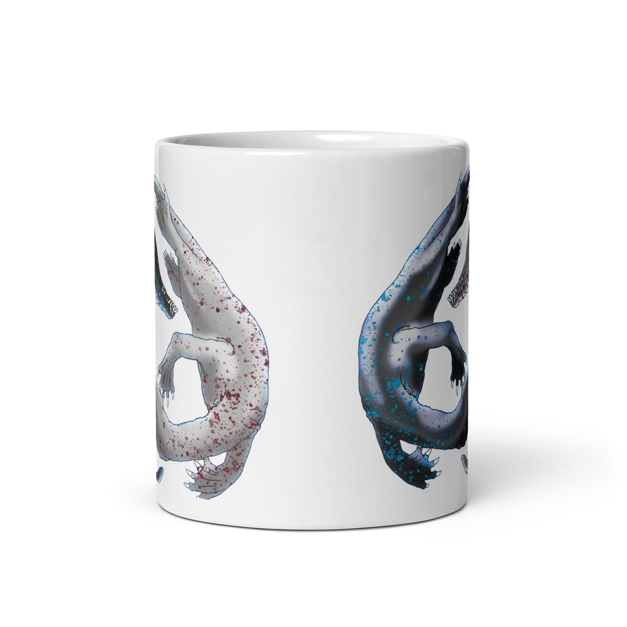 Nothosaurus glossy white mug