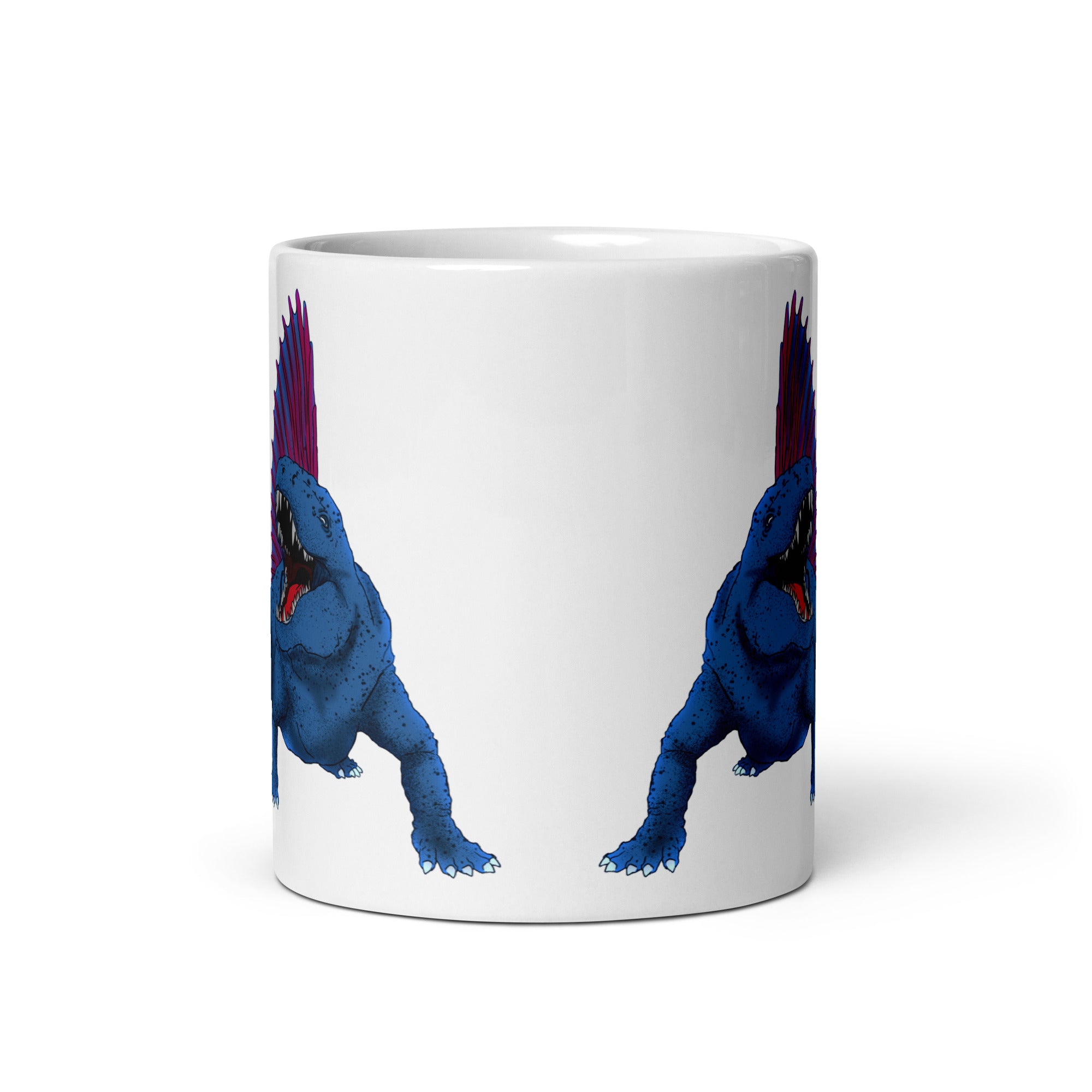 Dimetrodon glossy white mug