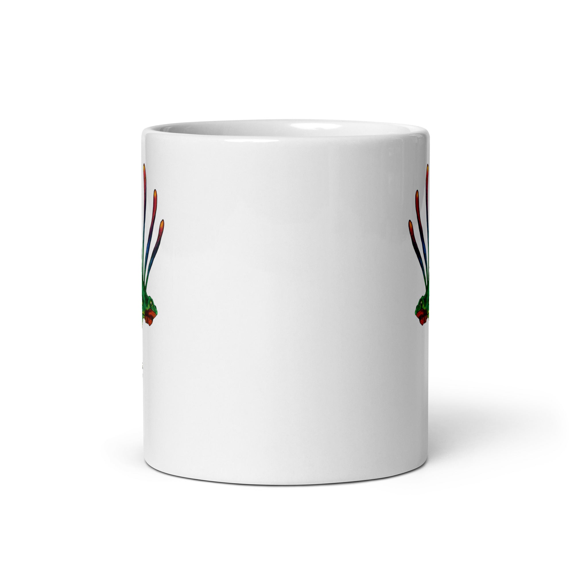 Longisquama glossy white mug