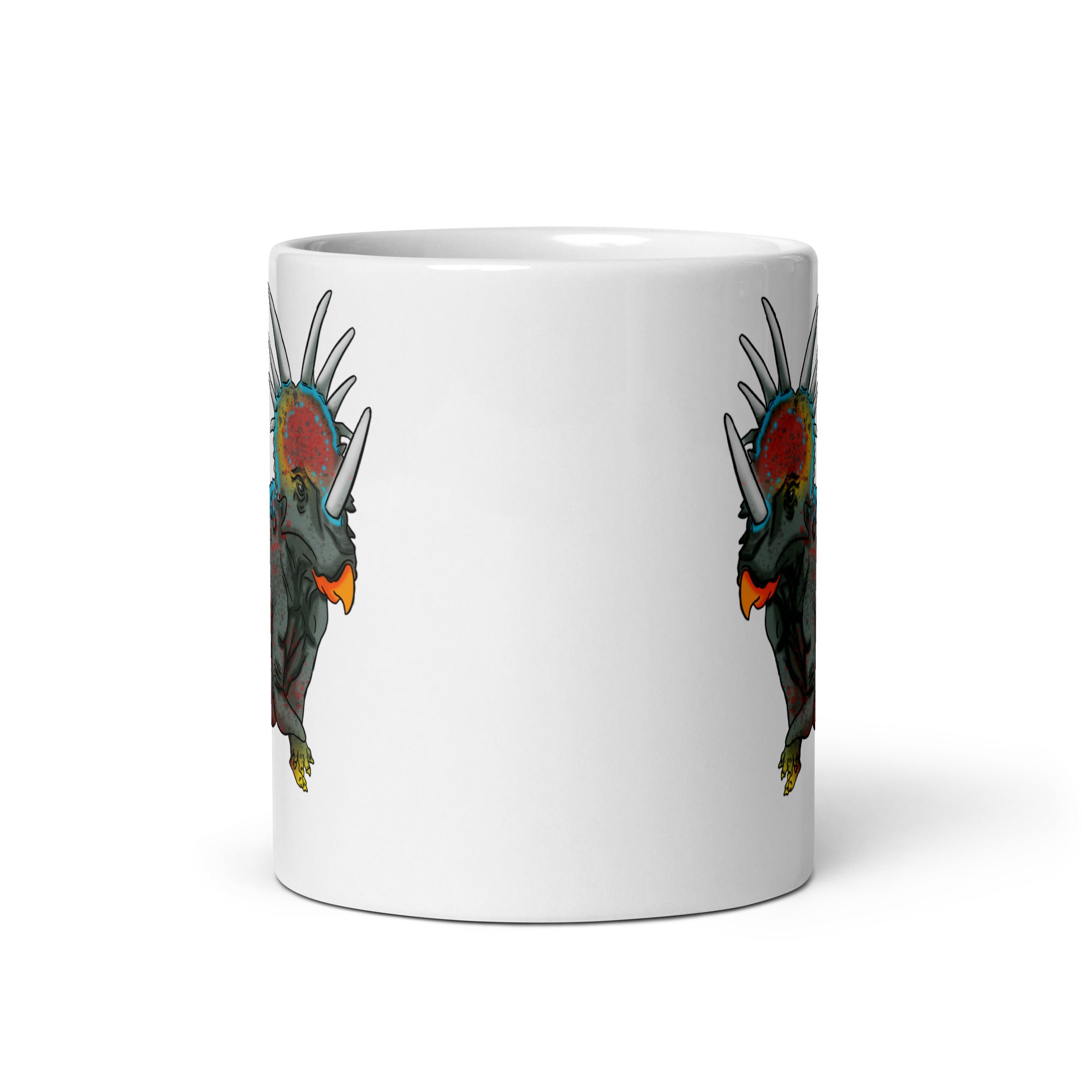 Styracosaurus glossy white mug