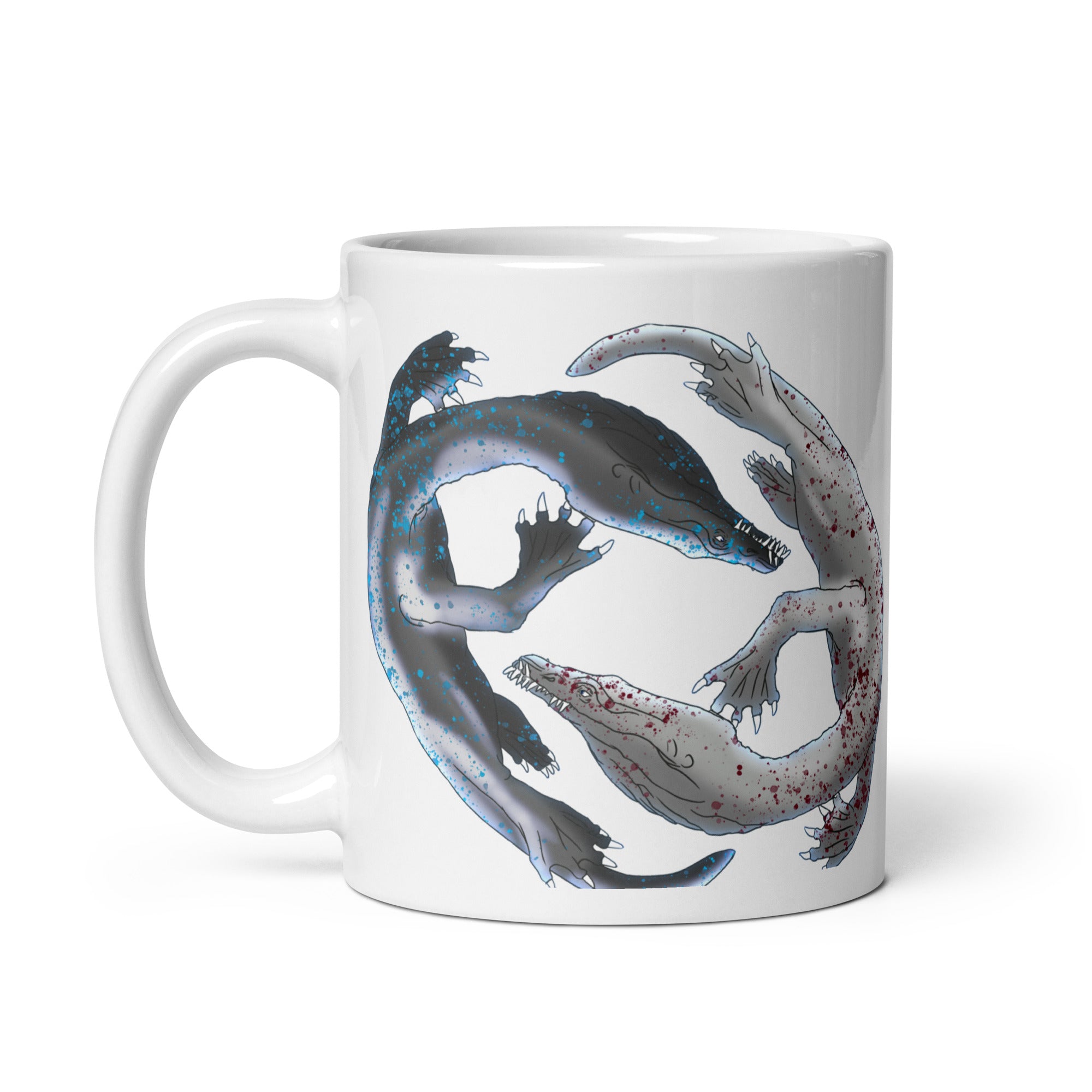 Nothosaurus glossy white mug