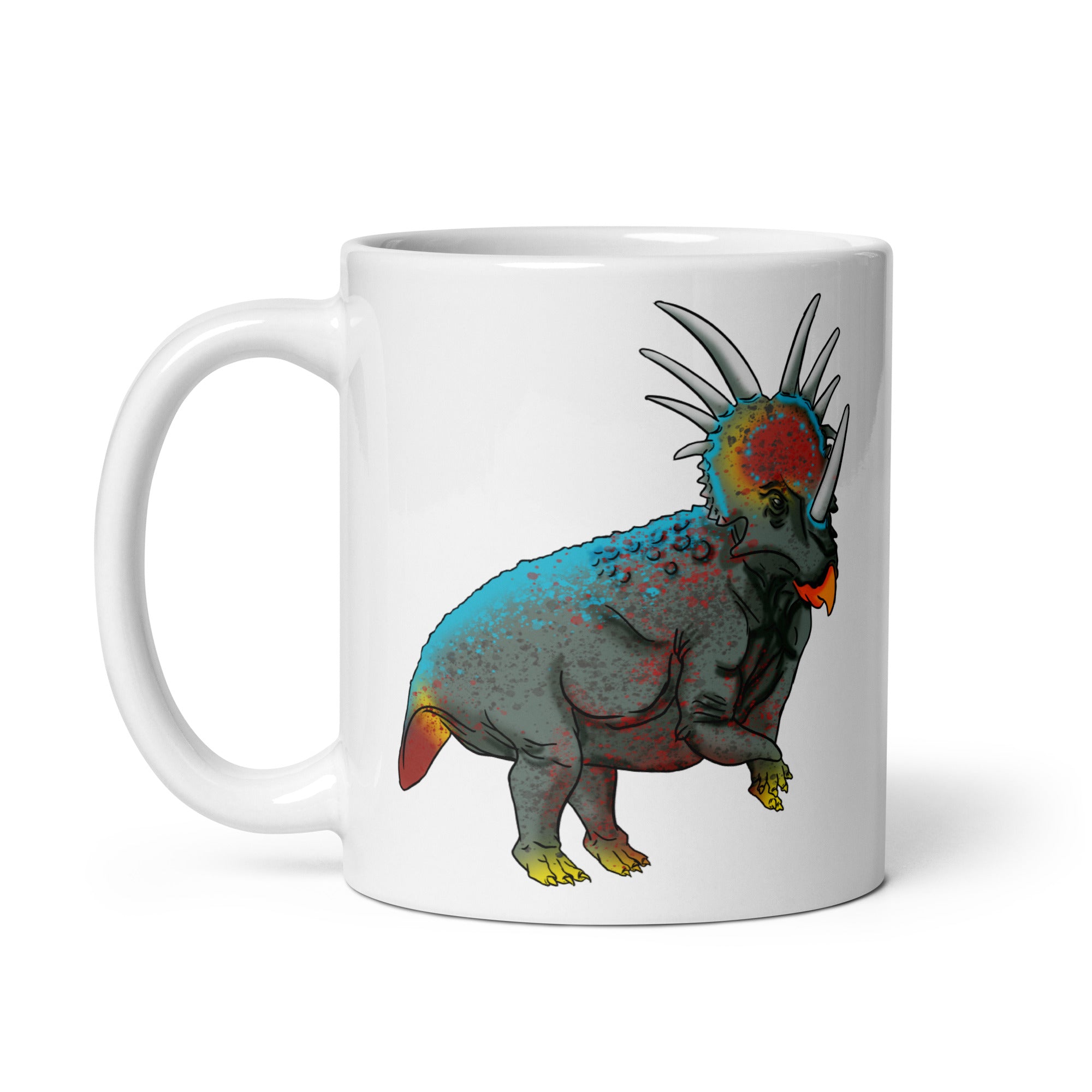 Taza blanca brillante Styracosaurus