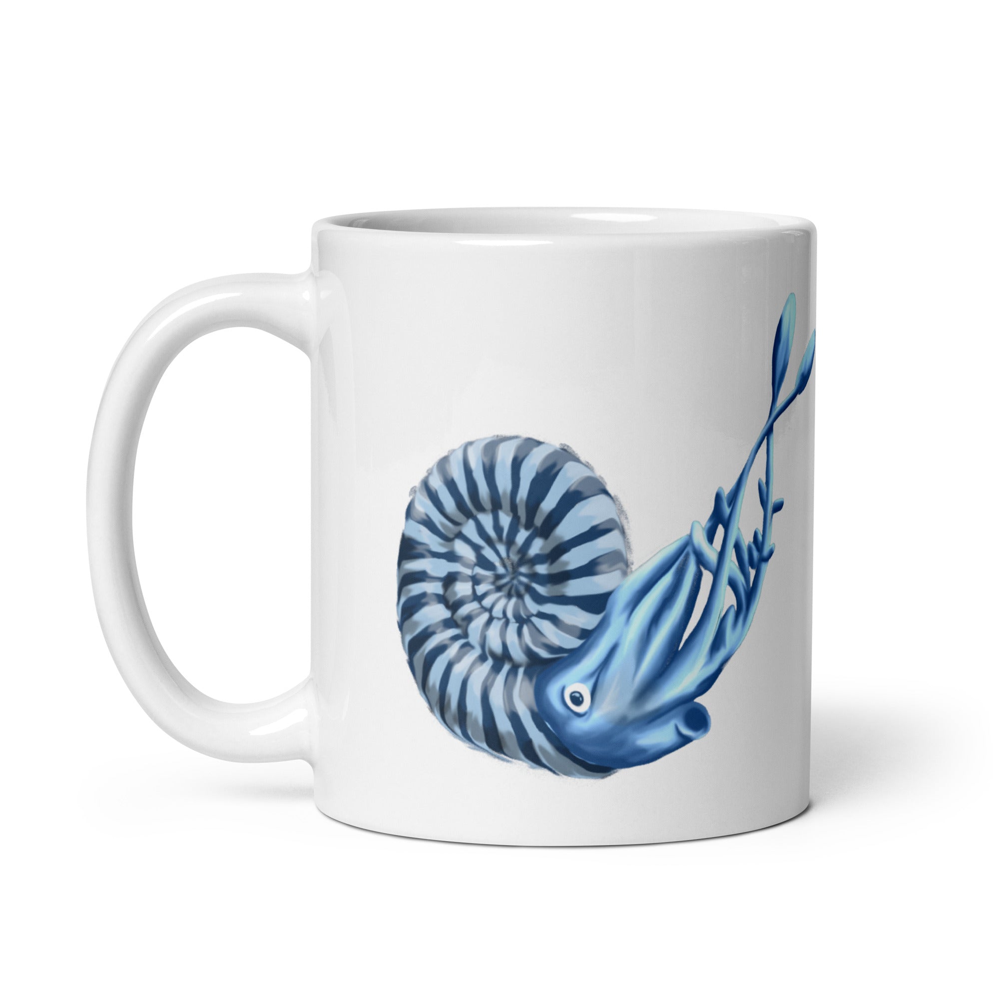 Ammonite glossy white mug