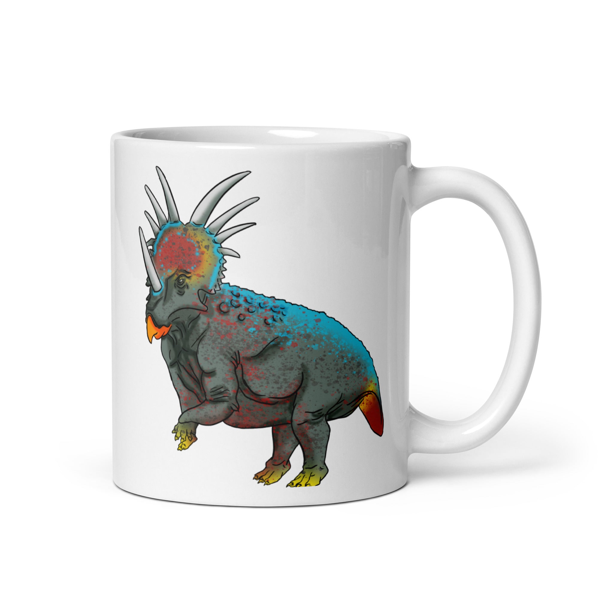 Taza blanca brillante Styracosaurus