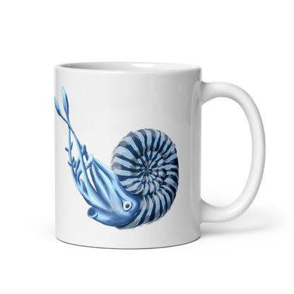 Ammonite glossy white mug