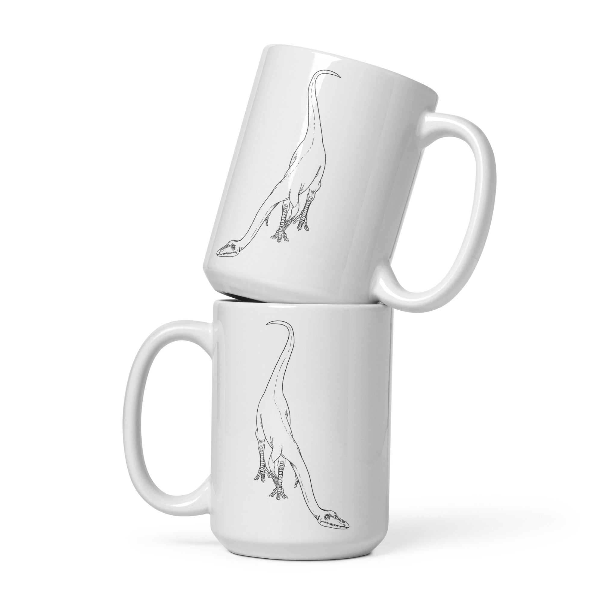 Taza blanca brillante Coelophysis