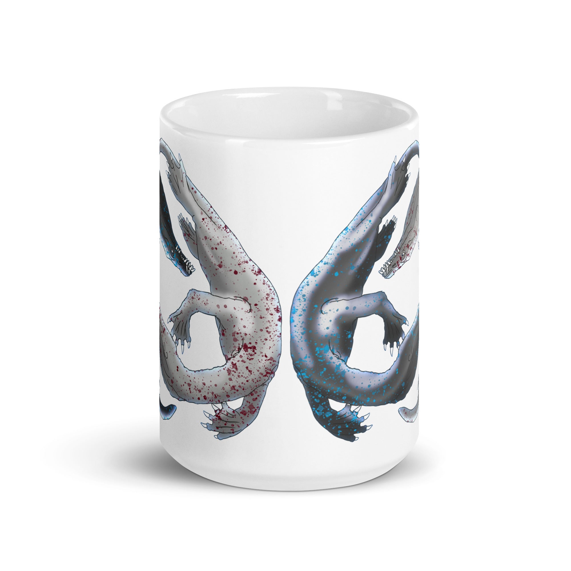 Nothosaurus glossy white mug