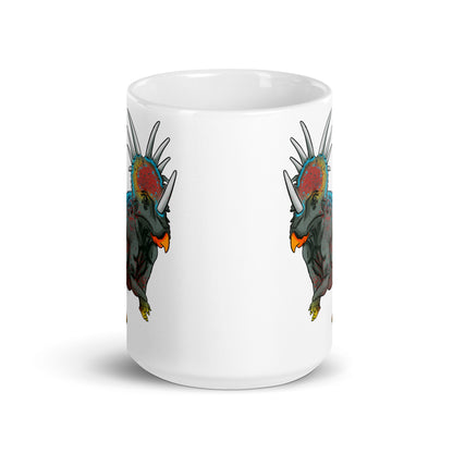 Taza blanca brillante Styracosaurus