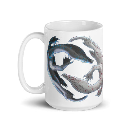 Nothosaurus glossy white mug