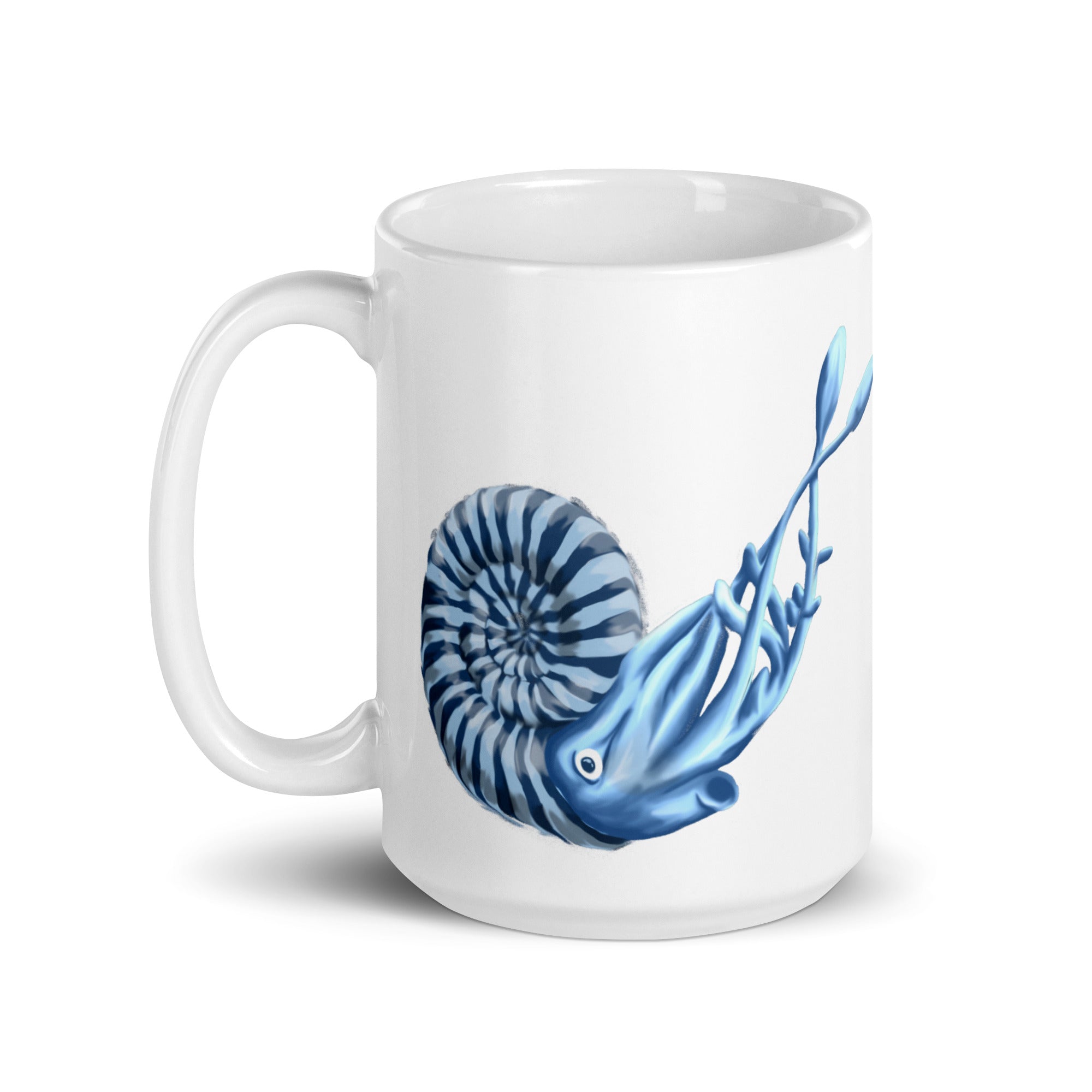 Ammonite glossy white mug