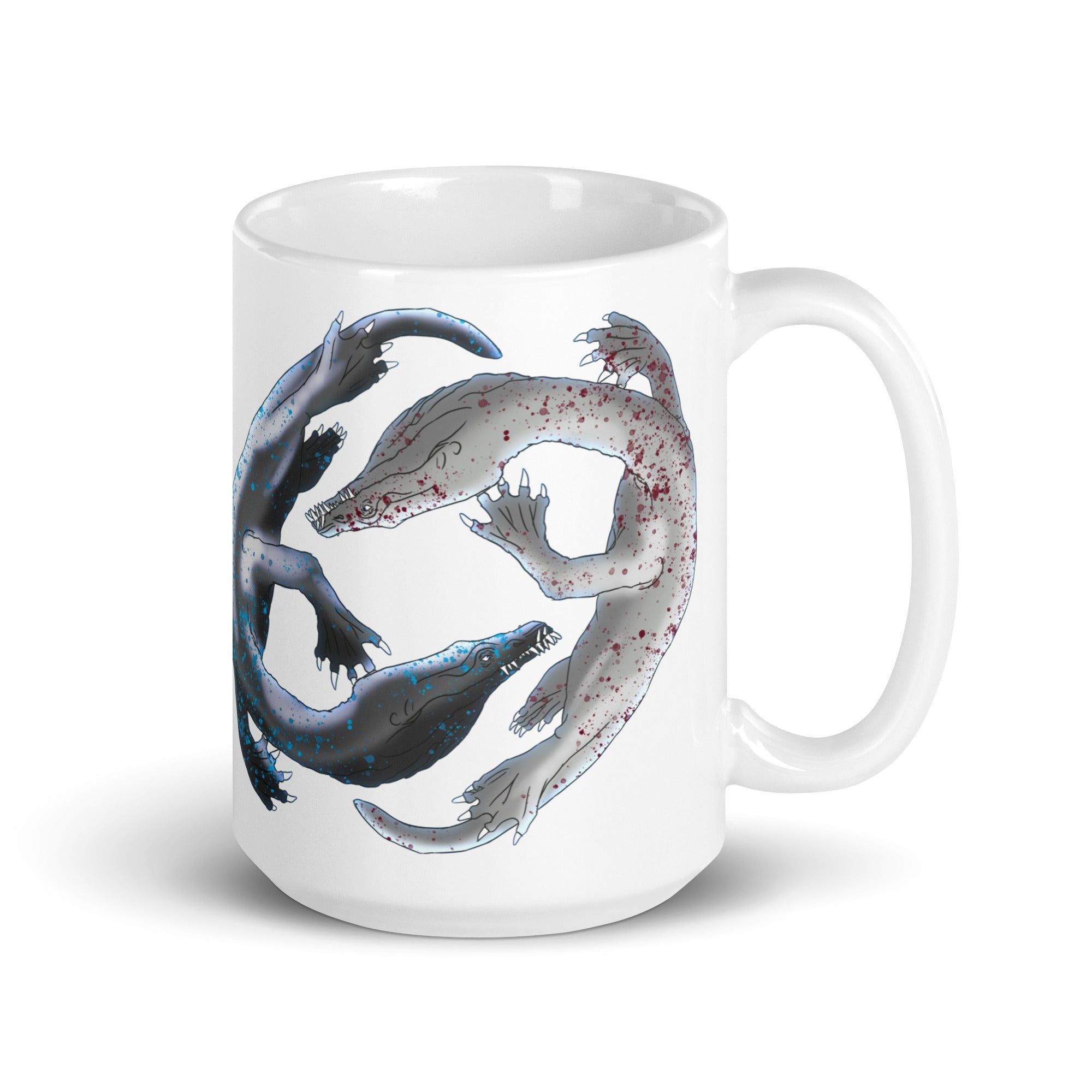 Nothosaurus glossy white mug