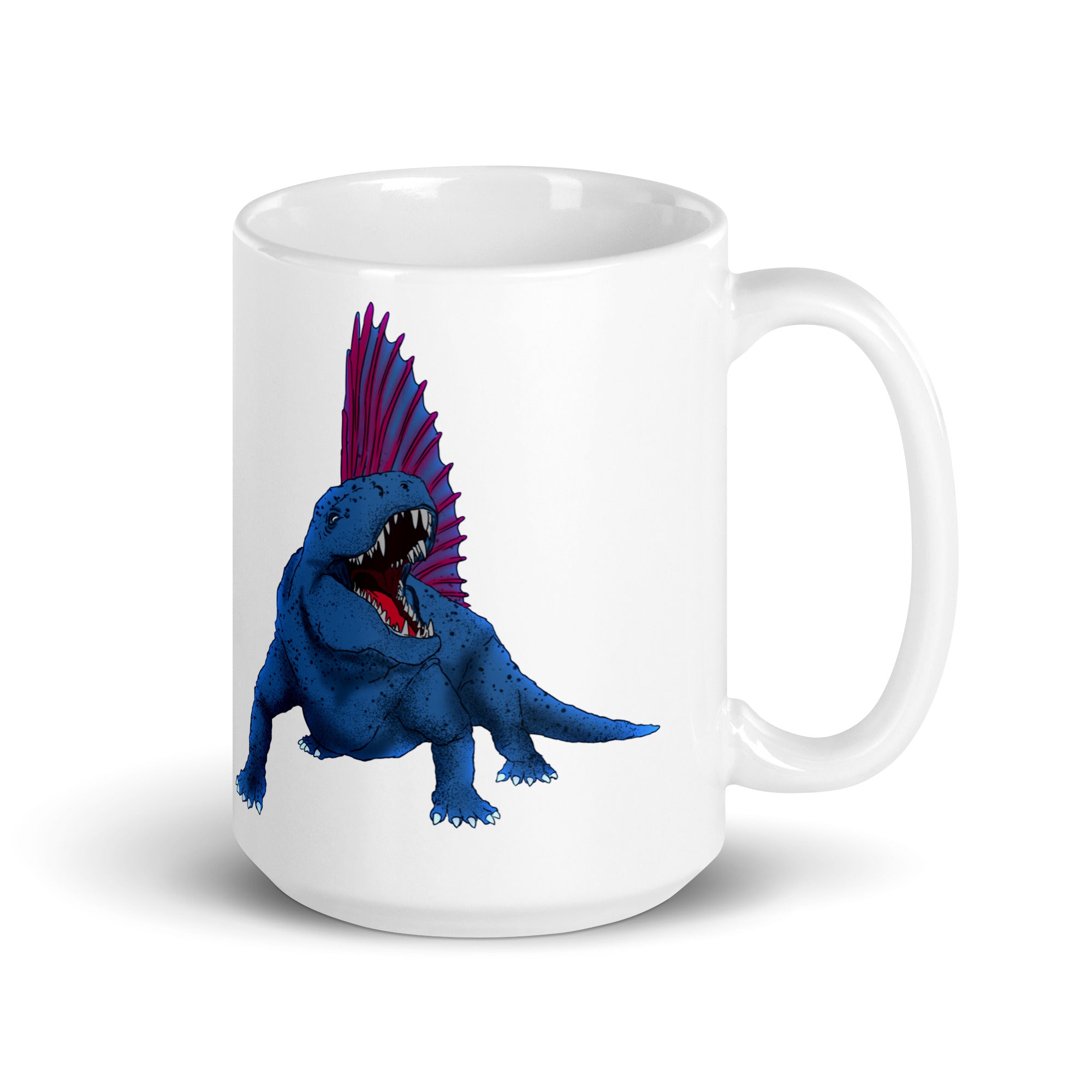 Dimetrodon glossy white mug