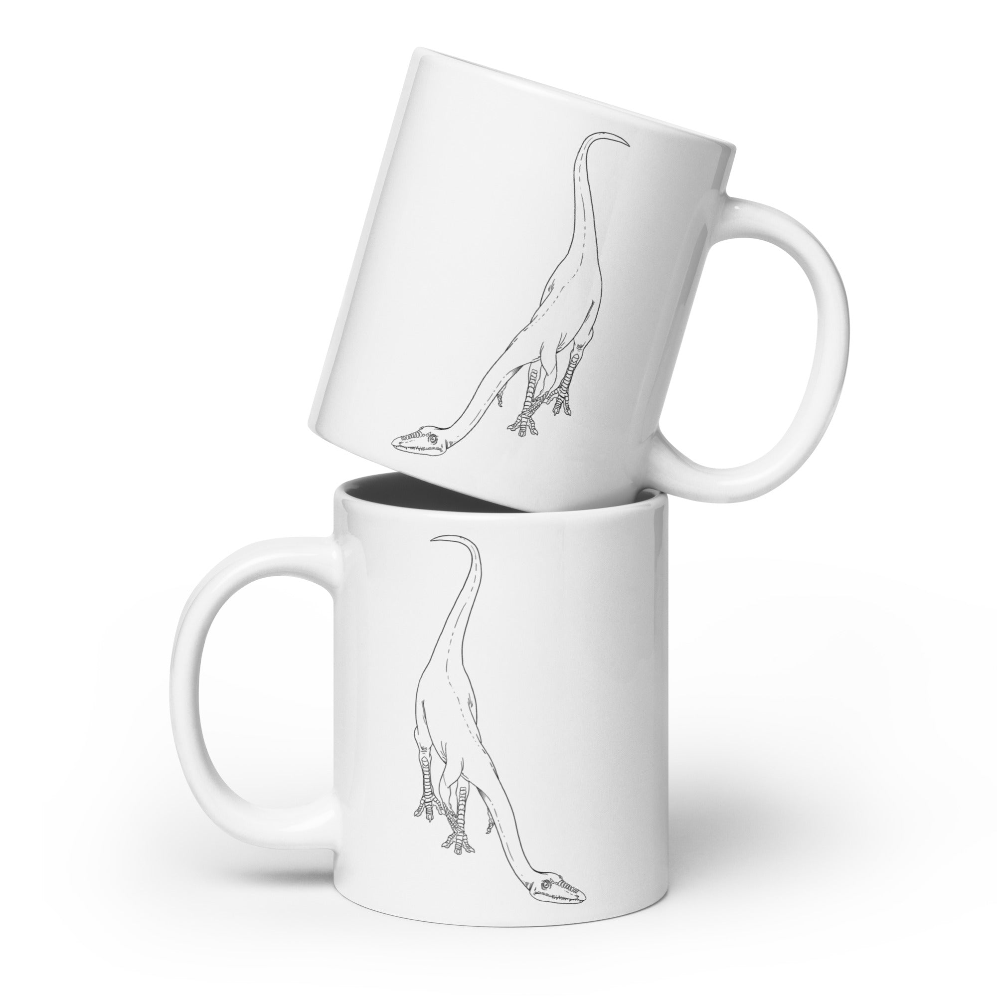 Taza blanca brillante Coelophysis