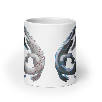 Nothosaurus glossy white mug