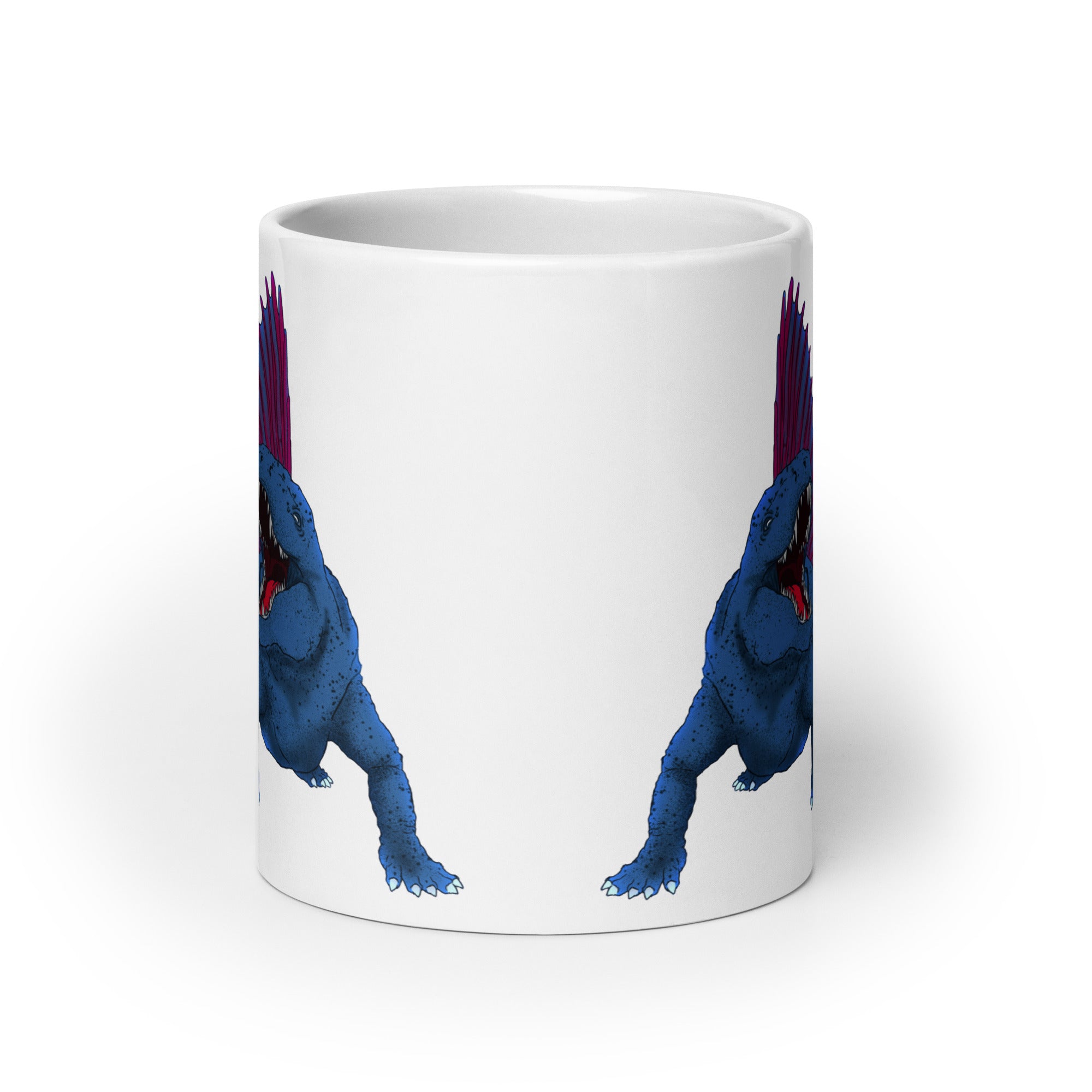 Dimetrodon glossy white mug