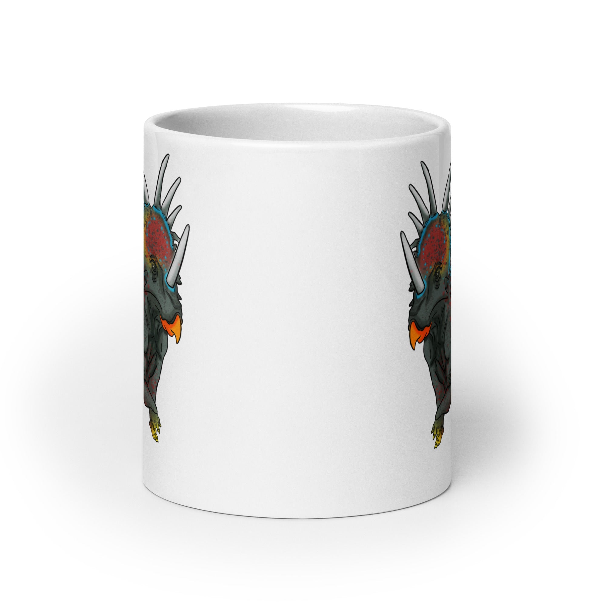 Taza blanca brillante Styracosaurus