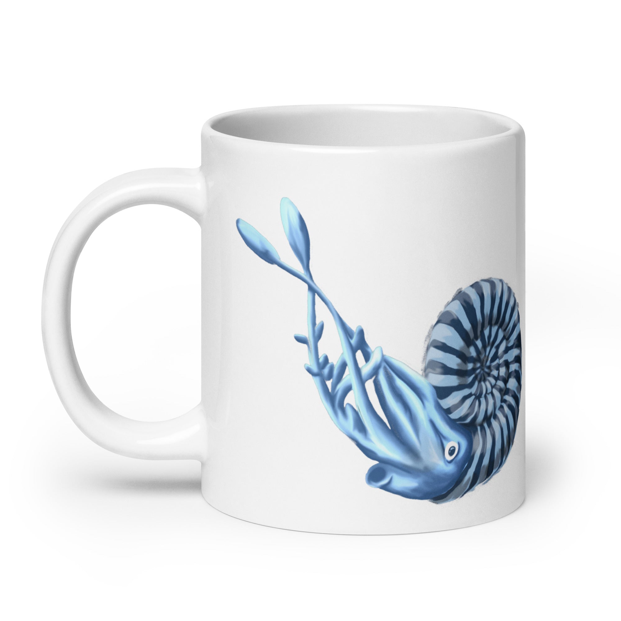 Taza blanca brillante Ammonite