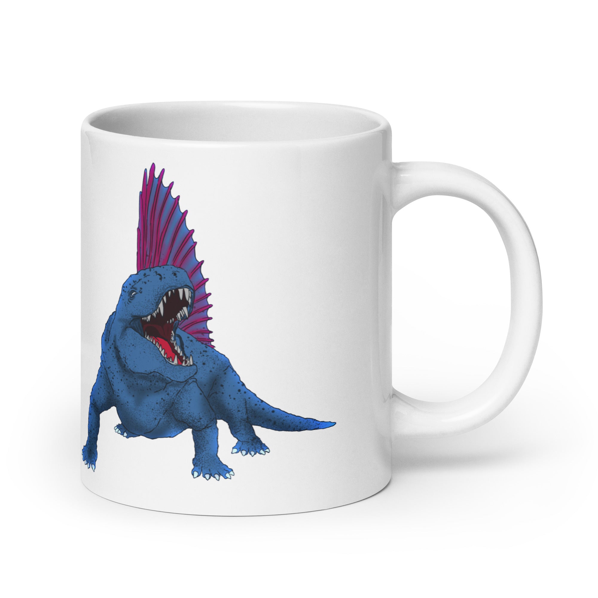 Taza blanca brillante Dimetrodon