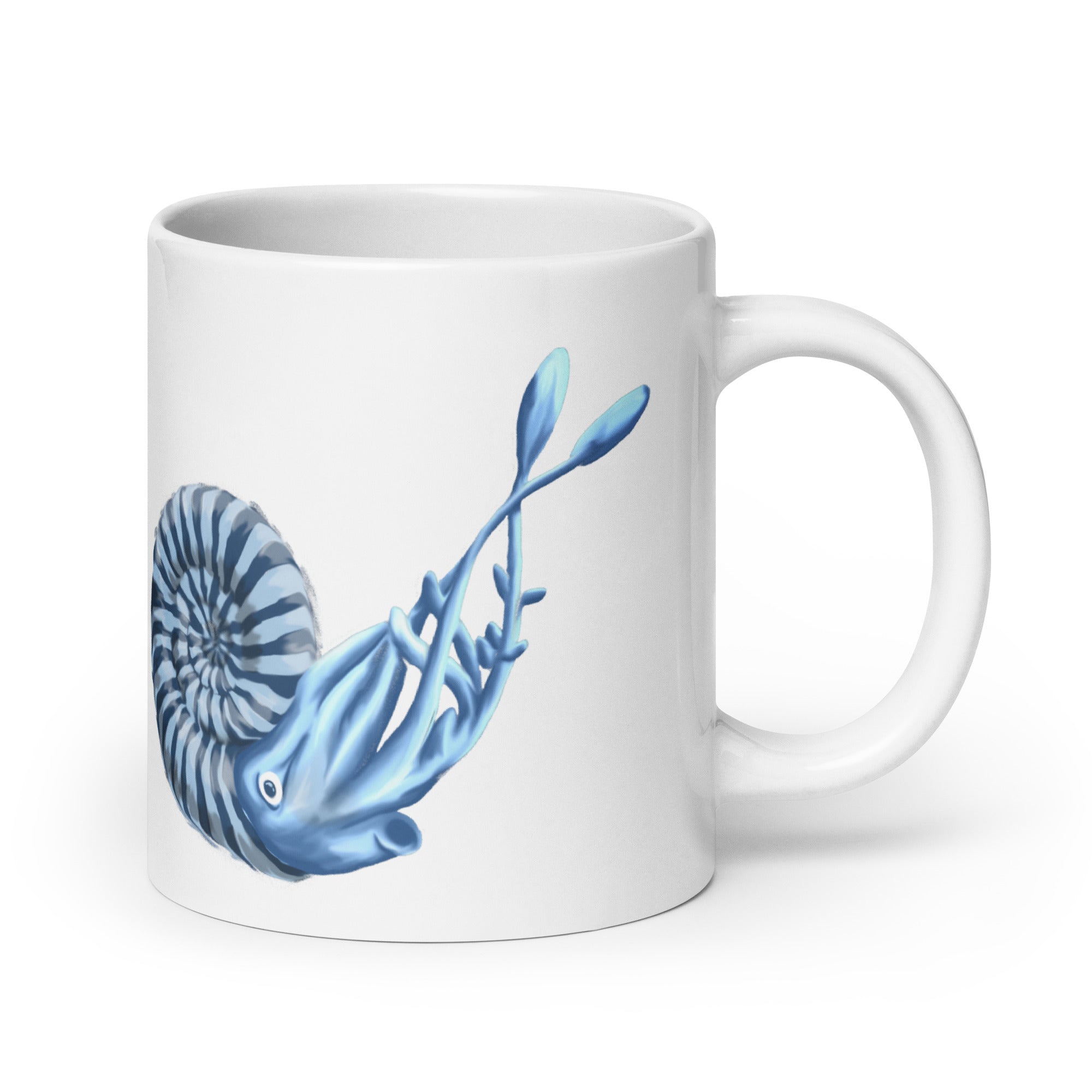 Ammonite glossy white mug